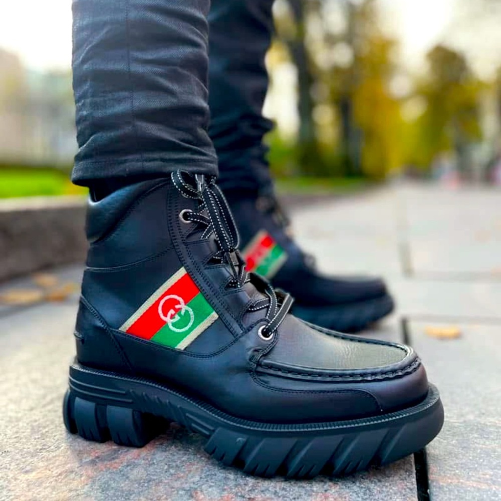 Gucci interlocking G Quebec leather boots sz 13.5